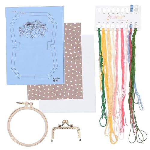 HOODANCOS Taschenstickerei Geldbörse Für Metallic Stickgarn Stanznadel Set DIY Geldbörse Nähen Bastelsets Handgemachte Stickerei Kindergeldbörse Münzbörse Set Damen von HOODANCOS