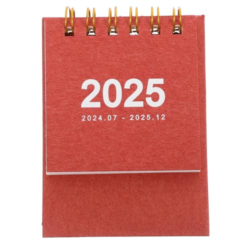 HOODANCOS Tischkalender 2025 Staffelei Kalender Standkalender Taschenkalender Kleiner Tischkalender 2024-2025 Stehender Flip-desktop-kalender Schreibtischaccessoires Für Frauen Papier Rot von HOODANCOS