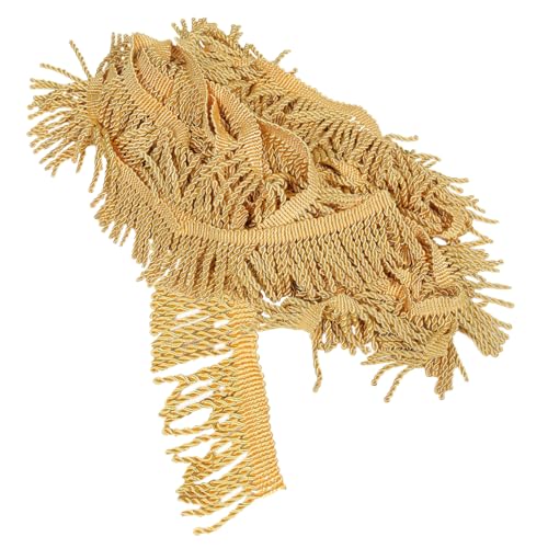 HOODANCOS Zubehör für Fahnenbesatz Vorhang Quaste Stoffbesatz Strassband Gardinenstoffbesatz home decor home dekoration Fransenbesatz für Gardinen Vorhang mit Quastenbesatz Polyester Golden von HOODANCOS