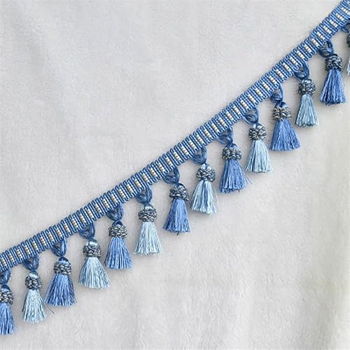 Fransenbesatz, Quaste, Vorhangbesatz-Applikation, 1 Meter, for Bezugskanten, Kleidung, dekorierter Besatz, Spitze, Nähen, Tischdecke, Vorhang-Zubehör(Blu) von HOOIBEY