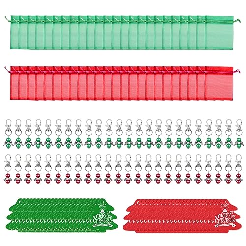 HOOLRZI 48 Stück Weihnachtsgeschenke Schlüsselanhänger Anhänger Geschenktüten Weihnachtsdekoration Partyzubehör von HOOLRZI