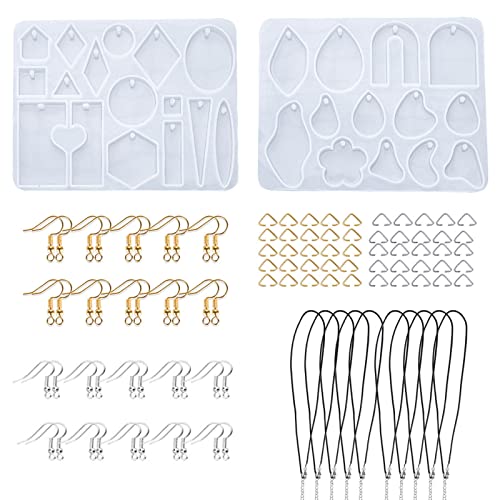 HOOLRZI Schmuckgussform, Schlüsselanhänger, Silikonform, Anhänger, Epoxidharz, Form mit Ohrringhaken, Schnur für Ohrringe, Halsketten von HOOLRZI