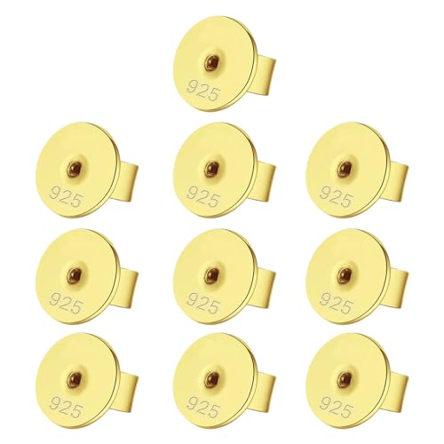 Set mit 10 runden Scheibenohrring-Stoppern, bequeme Ohrstecker, Rücken-Verschlüsse, Metall, Ohrringe, Verschlüsse für Frauen und Mädchen Set mit 10 runden Scheibenohrring-Stoppern, bequeme Ohrstecker, Rücken-Verschlüsse, Metall, Ohrringe, Verschlüsse für Frauen und Mädchen von HOOLRZI