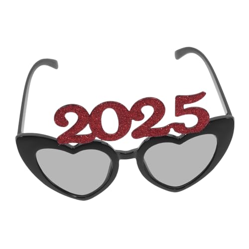 HOOTNEE 1 Paar 2025 Brille Herz Sonnenbrille Party-kostüm-brille Neujahrs-sonnenbrille Partybrillen Weihnachtsbrille Neujahrsbrille Grad Partybrille Brillengestell Silvester Brille Rot Abs von HOOTNEE