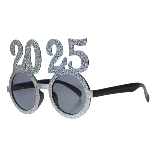 HOOTNEE 1 Paar 2025 Brille party zubehör faschingsbrille Frohes neues Jahr Sonnenbrille 2025 Glitzerbrille Weihnachtsdekorationen Leistungsrequisiten Party-Brillen-Dekor Abs von HOOTNEE