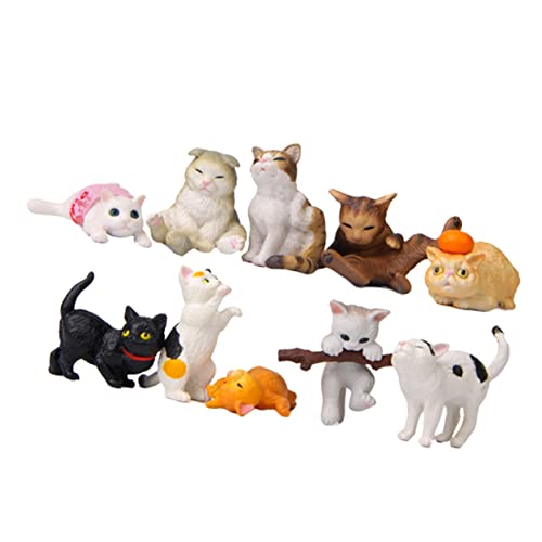 HOOTNEE 10 Teiliges Set Katzenfiguren Niedliche Kätzchen Dekoration Für Den Tisch Ornament Für Katzenliebhaber Ideale Fotorequisiten Und Kreative Wohnaccessoires von HOOTNEE