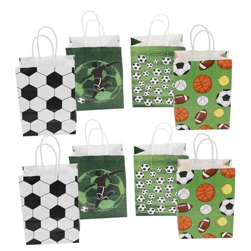 HOOTNEE 12 Stück Fußball Geschenktüten Für Kindergeburtstage Kleine Papiertüten Mit Griffen Ideale Süßigkeitstüten Für Fußball Partys Fußball Themen Partydekorationen Perfekte Goodie von HOOTNEE