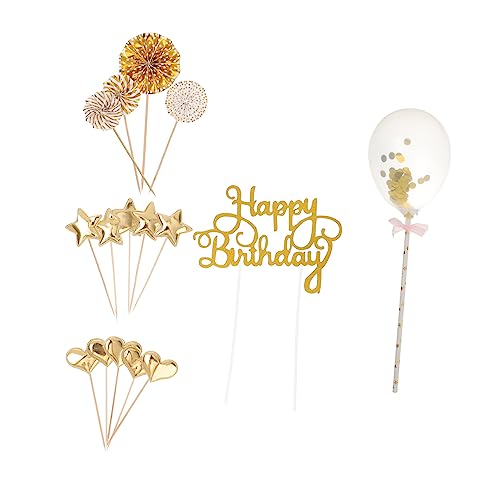 HOOTNEE Torten Topper Geburtstag 17 Teiliges Happy Birthday Tortendeko Set Goldene Cupcake Topper Für Geburtstagsfeiern Dekoration Für Kuchen Und Desserts Ideale Partyartikel Für Kindergeburtstage von HOOTNEE