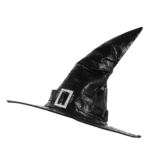 HOOTNEE 1Stk Hexenhut Kopfschmuck Hexen-Cosplay-Hut Halloween Hexenhut party kopfschmuck Hexenkostümhut weihnachtsdeko Kopfverzierung des Zauberers Zubehör Kunstleder Black von HOOTNEE