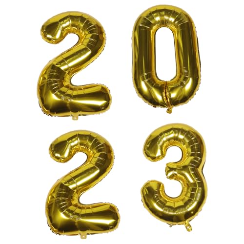 HOOTNEE 2023 Folienballons Set Goldene Neujahrsdeko Für Partys Geburtstag Und Feiern Partyballon Kit Für Festliche Anlässe von HOOTNEE