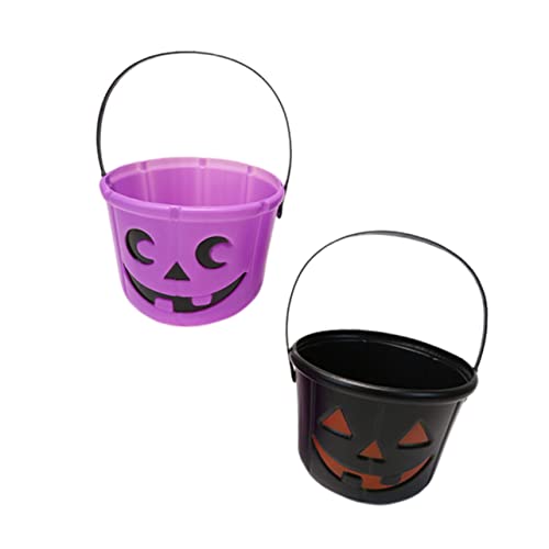 HOOTNEE 2St Kürbis Eimer Halloween-Versorgung tragbarer Süßigkeiteneimer Halloween Kinder Party Halloween kinderparty Halloween-Süßigkeitsbehälter Halloween-Süßigkeitshalter Plastik Black von HOOTNEE