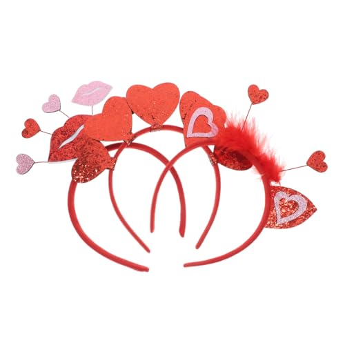 HOOTNEE 3st Valentinstag Stirnband Herzkrone Herz Kopfband Valentinstag Dekorationen Valentinstag-party-requisiten Herz Zubehör Party-stirnband-requisiten Party-kopfschmuck Rot Flanell von HOOTNEE