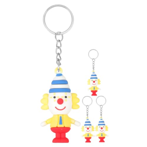 HOOTNEE 4 Stück Clown Puppen Schlüsselanhänger Zirkus Schlüsselanhänger Anime Schlüsselanhänger Clown Anhänger Autoschlüsselhalter Mini Clown Figuren Zirkus Anhänger Zirkus von HOOTNEE