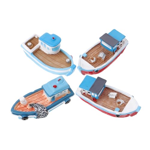 HOOTNEE 4er Set Harz Boot Modelle Miniatur Mediterrane Fischboote Dekoartikel Zufälliger Stil Nautische Ornamente Für Schrank Und Tischdekoration von HOOTNEE