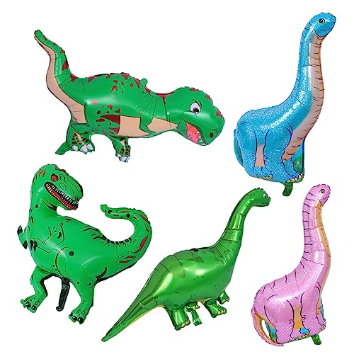 HOOTNEE 5 Stück Dinosaurier Mylar Folienballons Verschiedenen Formen Luftballons Für Kindergeburtstag Partyzubehör Und Themenaktivitäten Ideal Für Dino Fans Und Feierlichkeiten von HOOTNEE