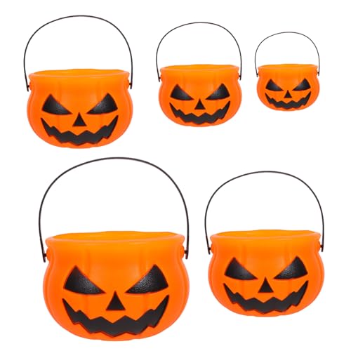 HOOTNEE 5St Kürbis Eimer Halloween-Süßigkeiten-Eimer kreativer Süßigkeiteneimer Halloween-Dekor Eisfass Halloween Party Deko geschenkverpackung Eimer mit Griffen Eimer für die Party Abs von HOOTNEE