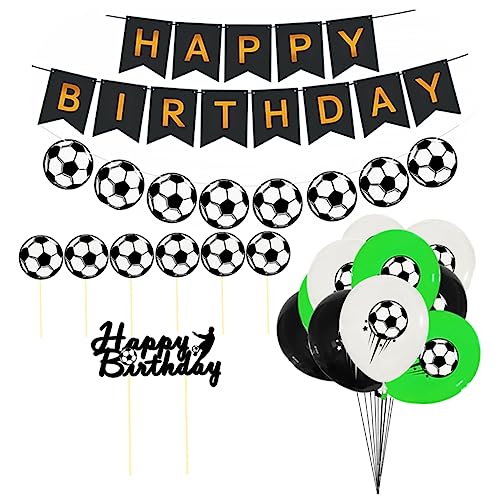 HOOTNEE Fußball Motivballons Latexballons Für Kindergeburtstag Fußballparty Deko Set Grüne Fußball Design Luftballons Für Festliche Anlässe von HOOTNEE