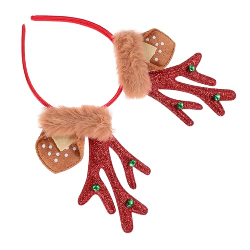 HOOTNEE Glockengeweih Kopfschmuck Geweih Haarreifen Kopfschmuck Hirschgeweih Stirnband Hirsch Haarreifen Hirsch Stirnband Weihnachtsgeweih Stirnband Weihnachts Haarreifen Tier von HOOTNEE