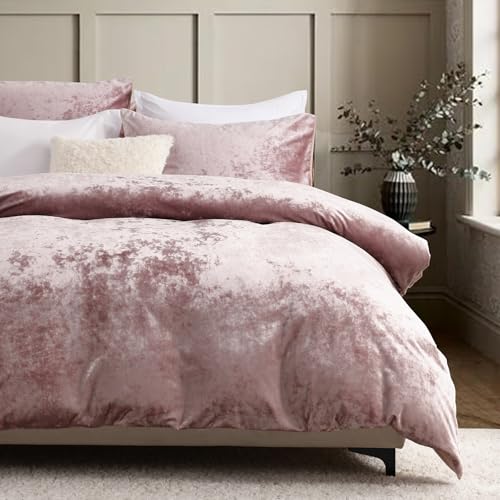 HORIMOTE HOME Luxuriöses Pannesamt-Bettwäsche-Set für Doppelbett, extra weiches rosa Bettwäsche-Set mit 2 Kissenbezügen, 200 x 200 cm von HORIMOTE HOME