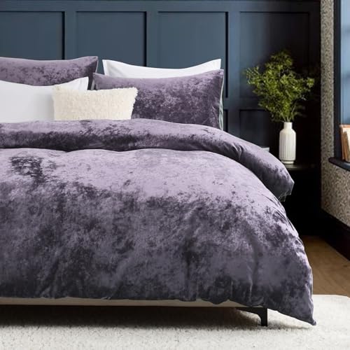 HORIMOTE HOME Luxus-Bettwäsche-Set aus Pannesamt, Kingsize, extra weiches violettes Bettwäsche-Set mit 2 Kissenbezügen, 220 x 230 cm von HORIMOTE HOME