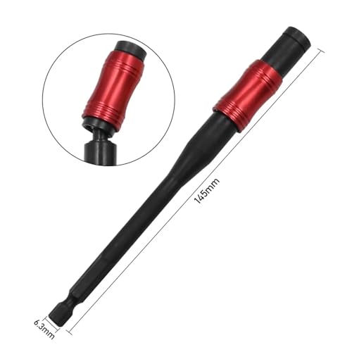 1/4 "Hex Shank Magnetic Pivoting Screw Drill Tip 88/145mm Quick Change Locking Bit Holder Woodworking Hand Tool Extension Rod HOROJDTH(145mm Black-Red) von HOROJDTH