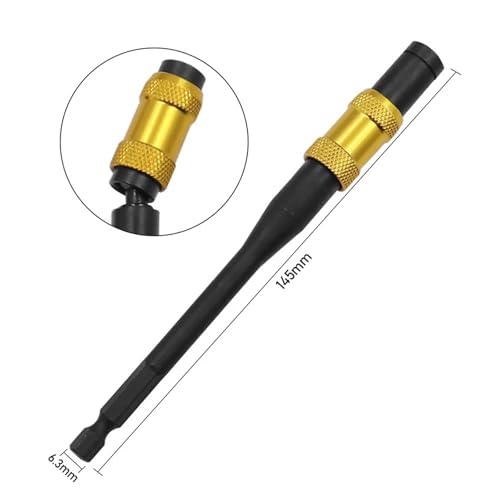 1/4 "Hex Shank Magnetic Pivoting Screw Drill Tip 88/145mm Quick Change Locking Bit Holder Woodworking Hand Tool Extension Rod HOROJDTH(145mm Black-Yellow) von HOROJDTH