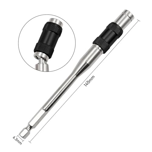 1/4 "Hex Shank Magnetic Pivoting Screw Drill Tip 88/145mm Quick Change Locking Bit Holder Woodworking Hand Tool Extension Rod HOROJDTH(145mm Silver-Black) von HOROJDTH