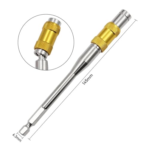 1/4 "Hex Shank Magnetic Pivoting Screw Drill Tip 88/145mm Quick Change Locking Bit Holder Woodworking Hand Tool Extension Rod HOROJDTH(145mm Silver-Yellow) von HOROJDTH