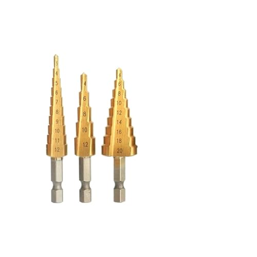 3-12mm 4-12mm 4-20mm HSS Straight Groove Step Drill Bit Set Titanium Coated Wood Metal Hole Cutter Core Drill Bit Black/Titanium HOROJDTH(1 UK) von HOROJDTH