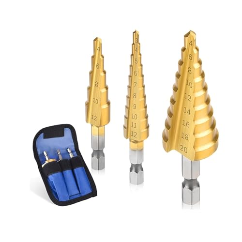 3Pcs/set 3-12mm 4-12mm 4-20mm HSS Straight Groove Step Drill Bit Titanium Coated Wood Metal Hole Cutter Core Drilling Tools Set HOROJDTH(3pcs With Bag) von HOROJDTH