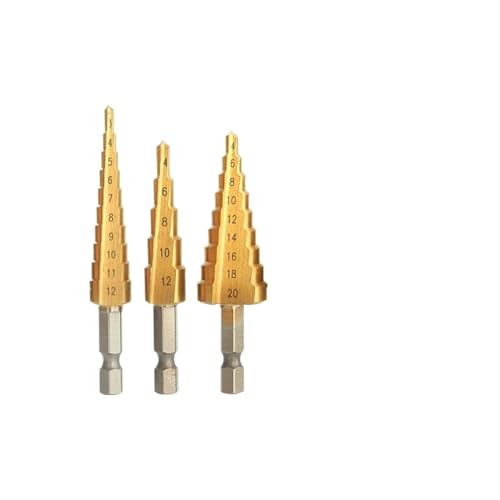 3Pcs/set 3-12mm 4-12mm 4-20mm HSS Straight Groove Step Drill Bit Titanium Coated Wood Metal Hole Cutter Core Drilling Tools Set HOROJDTH(3pcs With OPP) von HOROJDTH