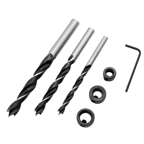 7pcs Drill Bit Set 6/8/10mm High-carbon Steel Brad Point Bit With Stop Ring Wood Drill For Pocket Hole Jig Kit+Wrench HOROJDTH von HOROJDTH