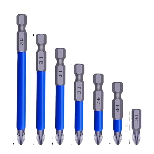 Non-Slip Cross Bit Drill Hex Shank Magnetic PH2 Long Reach Screwdriver Batch Head Wind Impact Driver Bit Set Power Tool HOROJDTH(25-150mm(7pcs)) von HOROJDTH