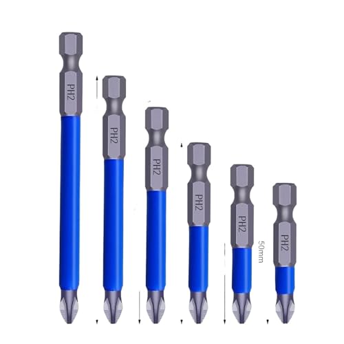 Non-Slip Cross Bit Drill Hex Shank Magnetic PH2 Long Reach Screwdriver Batch Head Wind Impact Driver Bit Set Power Tool HOROJDTH(50-150mm(6pcs)) von HOROJDTH