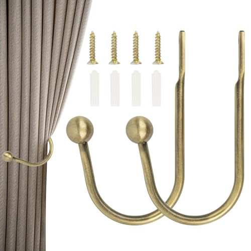 2 Stück Gold Vorhang Raffhalter U-Form Raffbügel Vorhänge Holdbacks Raffhalter Gardinen Raffhalter Für Vorhänge Metall Vorhang Raffhalter Haken für Wohnzimmer Schlafzimmer Esszimmer (Antikes Cyan) von HORREX