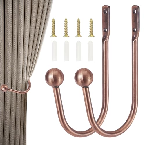 2 Stück Gold Vorhang Raffhalter U-Form Raffbügel Vorhänge Holdbacks Raffhalter Gardinen Raffhalter Für Vorhänge Metall Vorhang Raffhalter Haken für Wohnzimmer Schlafzimmer Esszimmer (Bronze) von HORREX