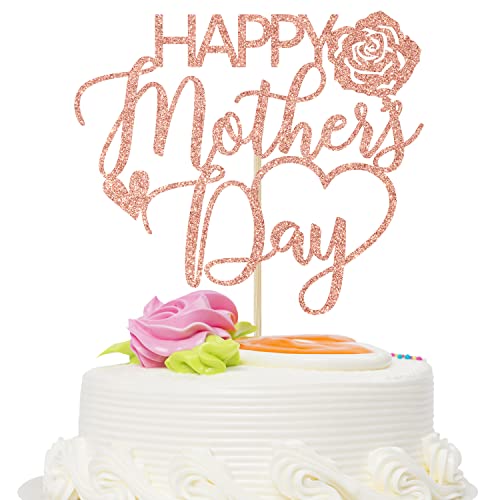 Happy Mother's Day Kuchendekoration, beste Mutter/Dankeschönheitsmutter, Happy Mother's Day, Rose-Mottoparty-Dekorationen – Roségold-Glitzer von HOSAIR