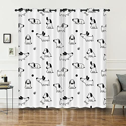 HOSIMA Hund Vorhänge Blickdicht Gardinen Mit Ösen,2-Set 140x175cm Prägnant Niedlich Leichte & weiche Verdunklungsvorhänge für Wohnzimmer Kinderzimmer Jugendzimmer(Hund 140x175cm) von HOSIMA