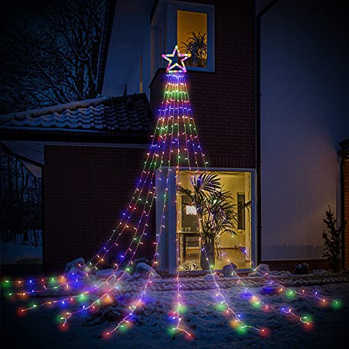 HOSPAOP LED Lichterkette Außen Bunt 320 LED Weihnachtsbeleuchtung Aussen Strom lichterketten mit 8 Leuchtmodi, Wasserdicht für Party, Garten, Baum, Weihnachten Deko von HOSPAOP