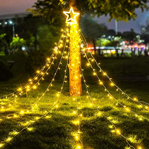 HOSPAOP LED Lichterkette Außen WarmWeiß 320 LED Weihnachtsbeleuchtung Aussen Strom lichterketten mit 8 Leuchtmodi, Wasserdicht für Party, Garten, Baum, Weihnachten Deko von HOSPAOP