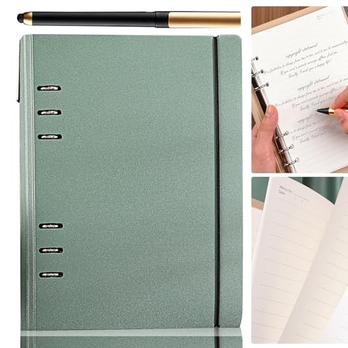 Ringbuch A5 Nachfüllbar, 6 Löcher Binder Notizbuch A5 160 Dicke Seiten, Hardcover Tagebuch Ordner A5 mit Stift, U-förmigem Verschluss für Reisen und Organizer, Geschenk für Mädchen Jungen von HOSPAOP