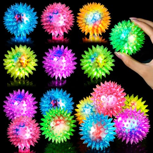 HOSSOM Lgelball Mitgebsel Kindergeburtstag,16 Stück Blink-Igelball mit LED Licht Jump Ball Leuchtspielzeug,Kinder Stressball Give Aways Kleinigkeiten Led Party Gadgets Kleine Grundschule Geschenke von HOSSOM