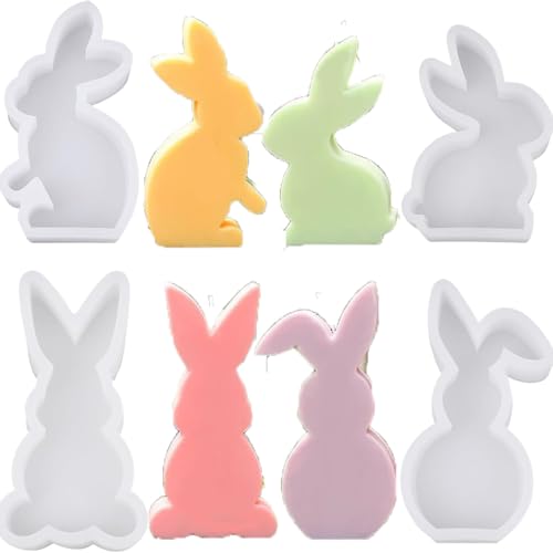 HOSSOM Silikonformen Gießformen Ostern,6 Stück Osterhase Silikonform,3D Kaninchen Gießform Ostern,DIY Kombination Silikon Gießform Kerzenhalte von HOSSOM