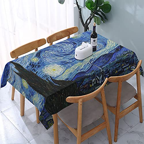 HOSTECCO Rechteckige Tischdecke Van Gogh Sternennacht, Gemälde, Polyester-Tischdecke für rechteckige Tische, Bauernhaus-Tischdecke, 137 x 183 cm von HOSTECCO