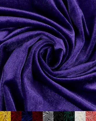 HOTGODEN Stretch-Samtstoff, Meterware, Violett, 160 cm breit, 95 % Polyester, 5 % Spandex, Samtstoff für DIY Nähen, Polster, Bekleidung, Kostüm, Handwerk von HOTGODEN