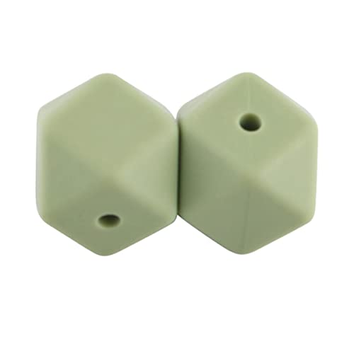 10 Stück Hexagon-Silikonperlen Perle 14/17 mm DIY Clip-Kettenhalskette für die Schmuckherstellung Silikon-Mini-Perle-10 Stück Matcha grün, 14 mm von HOTIPS