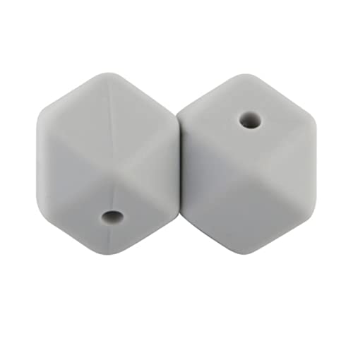 10 Stück Hexagon-Silikonperlen Perle 14/17 mm DIY Clip-Kettenhalskette für die Schmuckherstellung Silikon-Mini-Perlen-10 Stück Hellgrau, 17 mm von HOTIPS