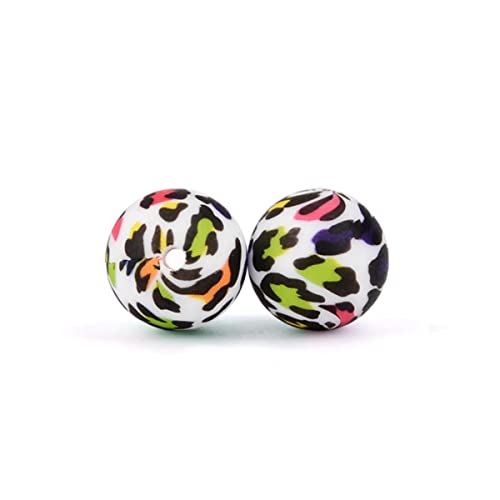 20 Stück Tie Dye Leopard Terrazzo Dalmatiner Camo Silikon lose Perlen für Schlüsselanhängerherstellung und Schmuckherstellung, DIY Silikonperlen - 12 mm Farbe Leopard von HOTIPS