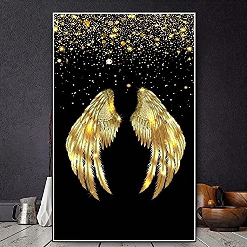 5D Diamond Painting Bilder Round drill Goldene Engelsflügel 50x100cm Large size Diamant Painting Set Full Drill Crystal Rhinestones Kreuzstich Arts Crafts for Home Wand Dekoration Geschenk 20x40in von HOTIPS