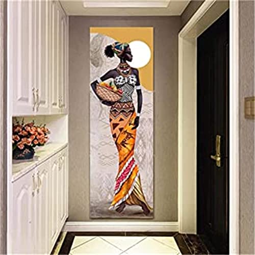 HOTIPS DIY 5D Diamant Painting Vollbohrer Kit, Schöne Afrikanische Frau 30x90cm 5D Diamant Painting Bilder für Erwachsene Kinder, Diamant Malerei,Strass Stickerei Kreuzstich Set,für Home Wand Decor von HOTIPS